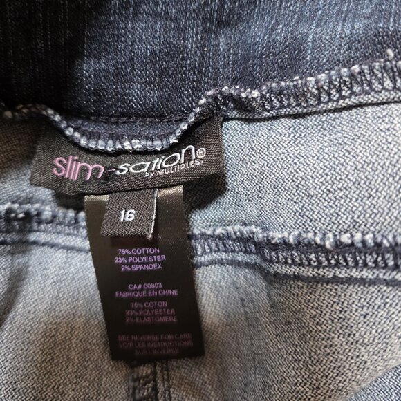 Slim Sation Denim Blue Straight Leg Jeans in Size 16 - Picture 3 of 3